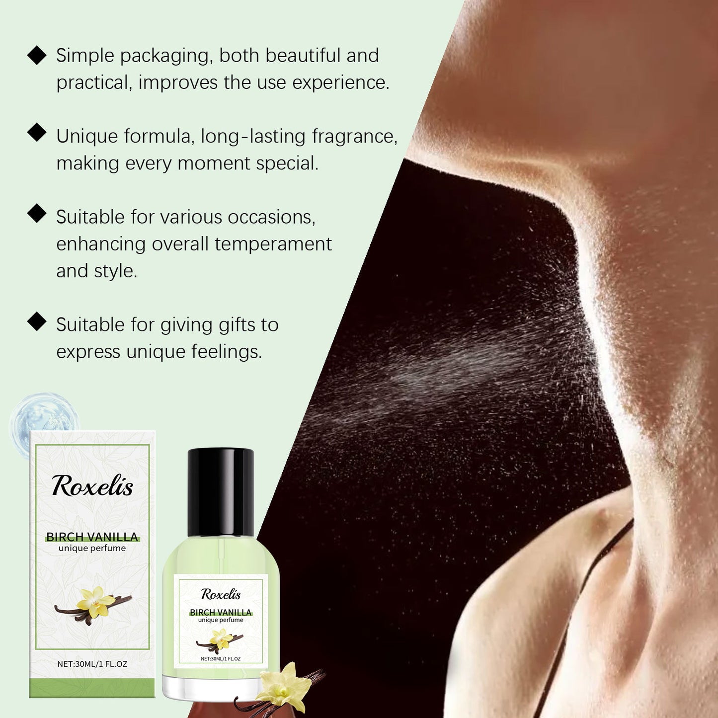 Birch Vanilla Unisex Perfume - Long Lasting Warm Scent, 30ml