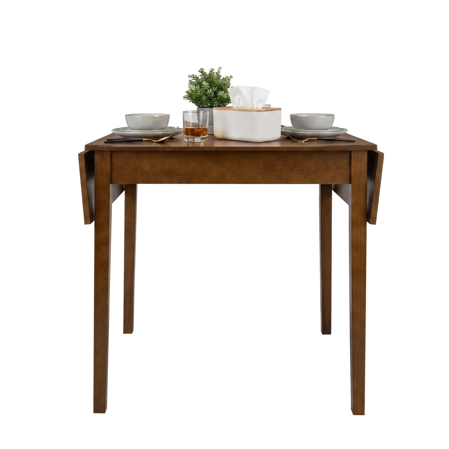 Extendable Folding Dining Table for 4 - Walnut Wood