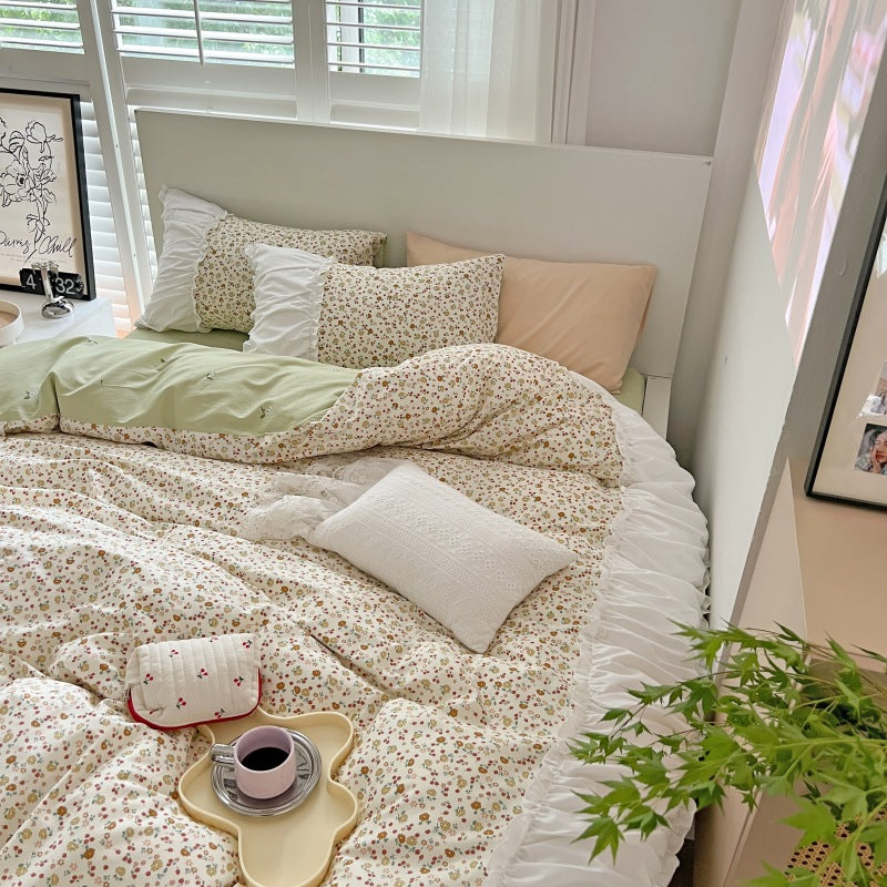Pastoral Floral Bedding Set with Sheets and Pillowcases - Cotton Comfort