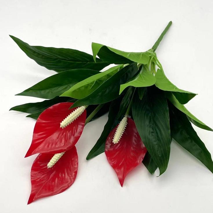 Artificial Green Plant Potted Flowers with Black Basin - Realistic Faux Flora
