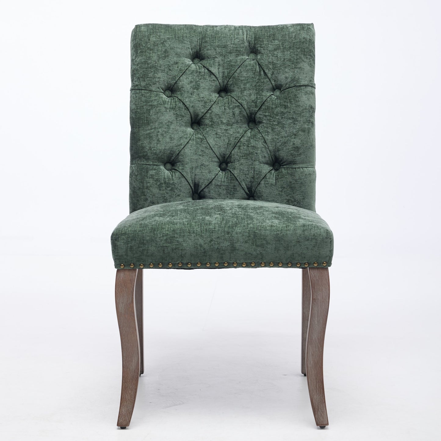 Upholstered Chenille Fabric Accent Dining Chair, Curved Solid Wood