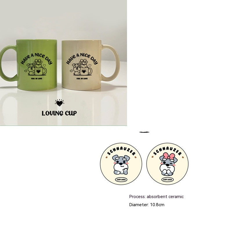 Ceramic Couple Cups Set with Coasters - 300mL Kitchen Drinkware