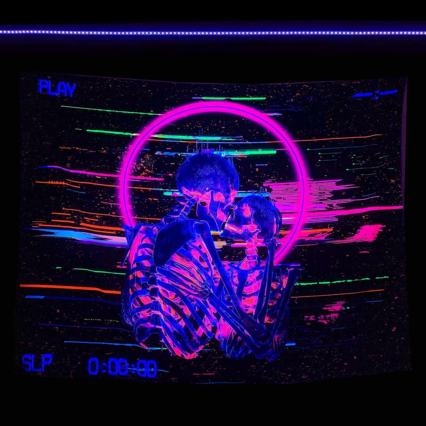 UV Fluorescent Tapestry Skull Flower Eye Design Modern Wall Art