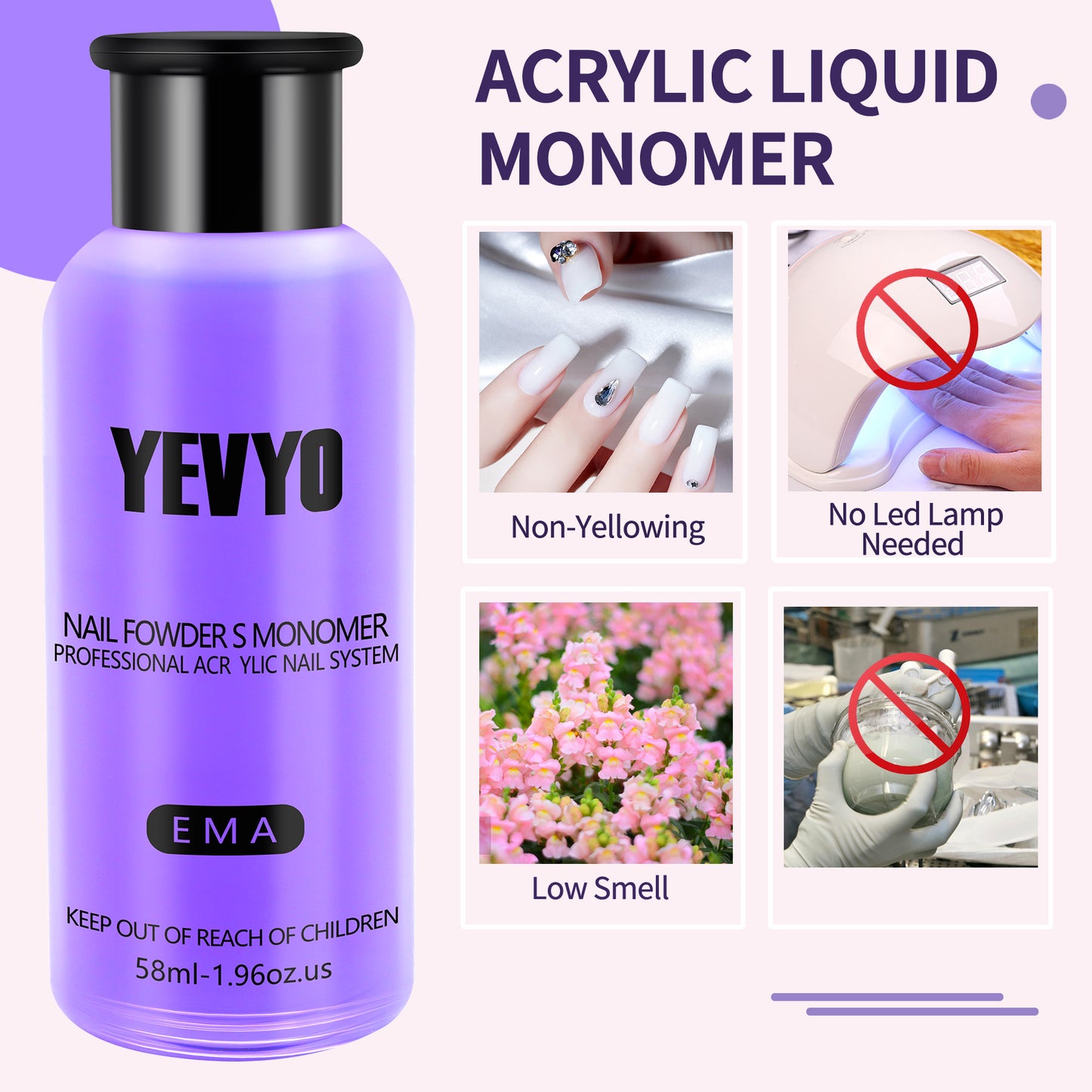 Complete Acrylic Nail Kit with Monomer, 4 Powders, Brushes & Nail Forms