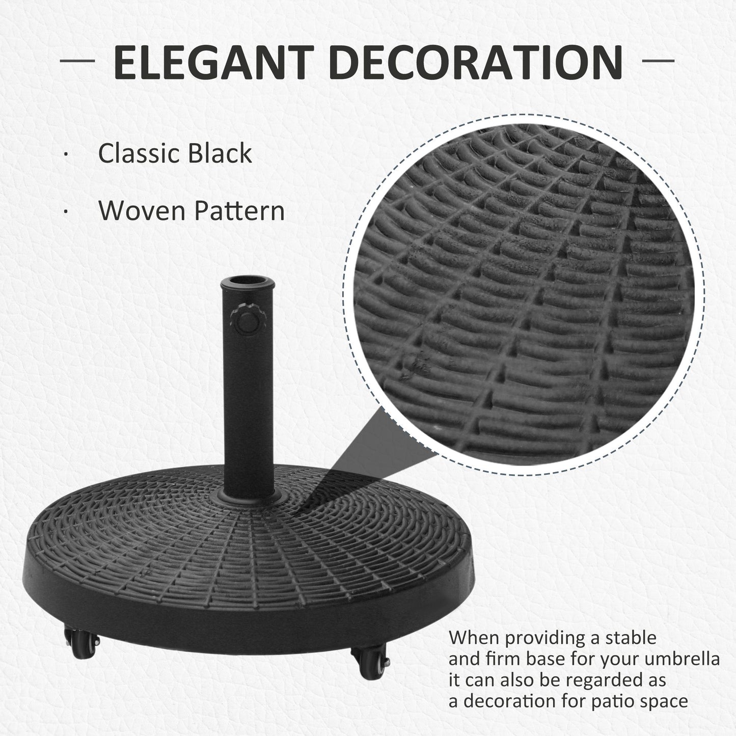 Heavy Duty Umbrella Stand - 20.5" Patio Base for 1.5" & 2" Poles - Black