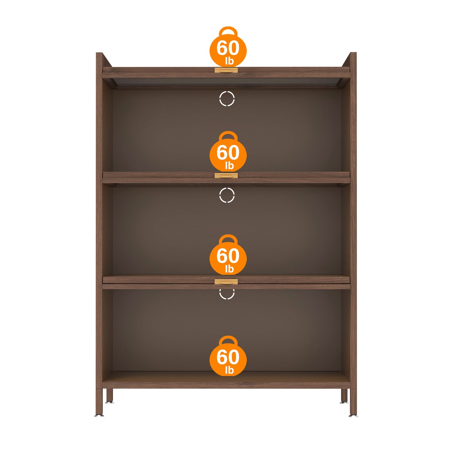 44'' Tall Metal Cabinet with 3 Flip Doors - Walnut Storage