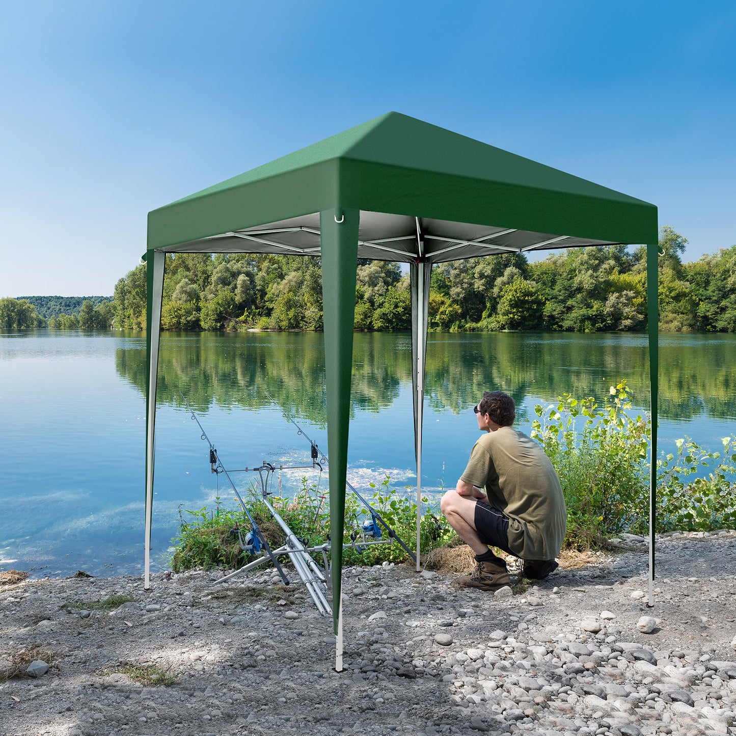 Green Waterproof Folding Tent - 2x2m for Outdoor Events