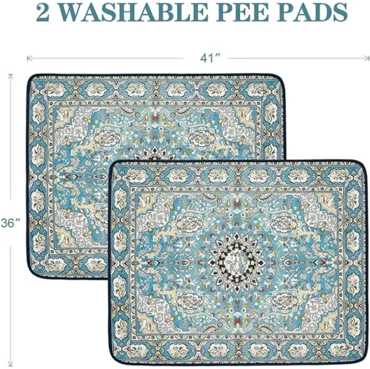 Reusable Washable Dog Pee Pads 36x41 Leakproof Non-Slip Pet Training Mat 2 Pack