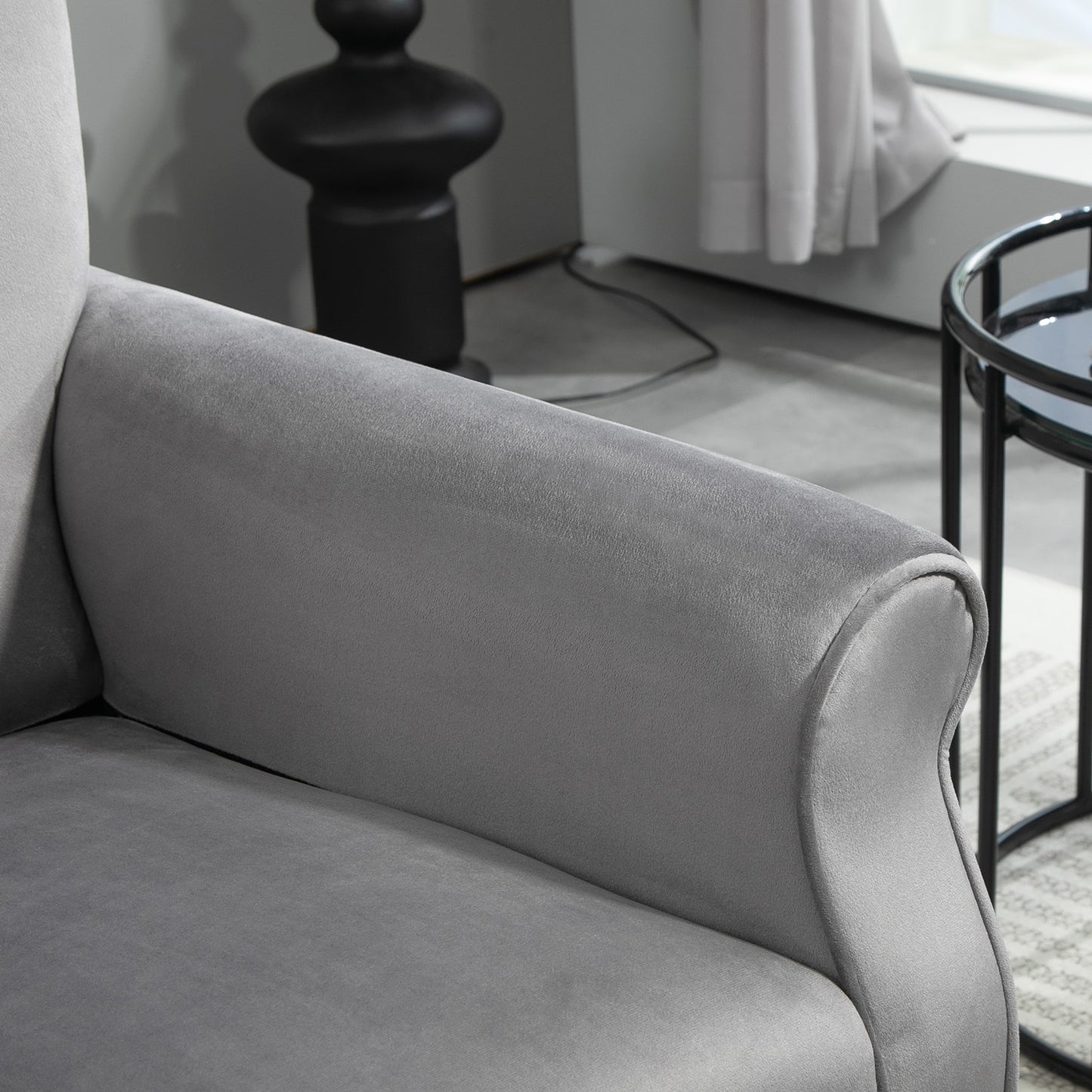 Mid-Century Modern Wingback Accent Chair, Upholstered Fabric Armchair