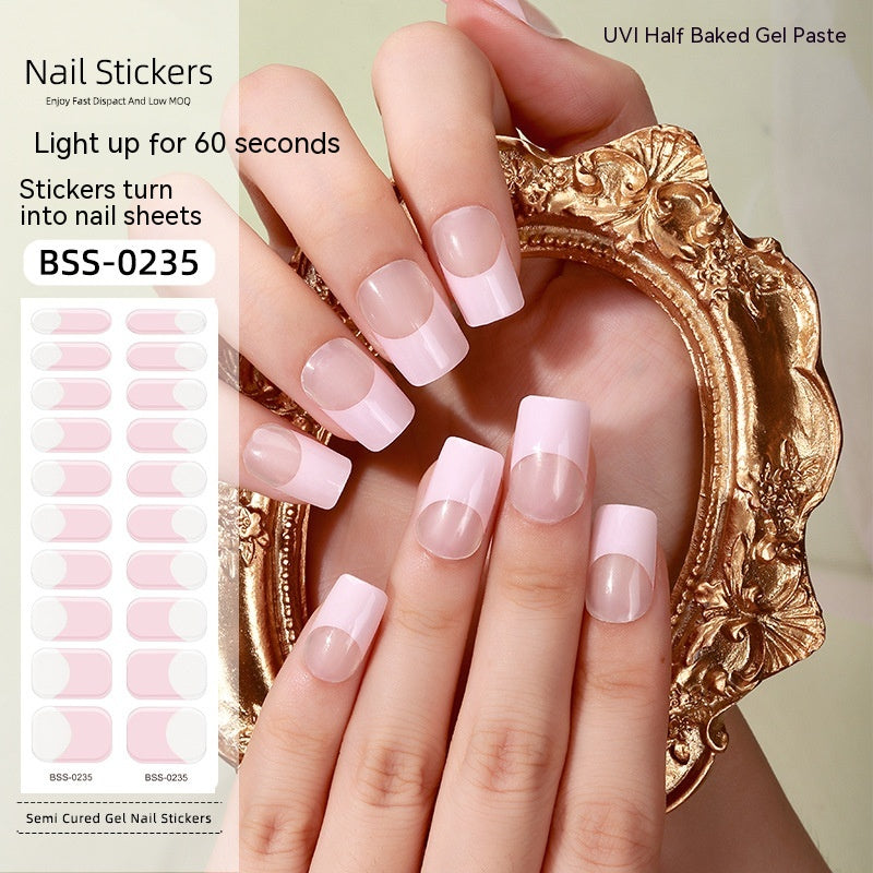 French Gel Nail Stickers - 20pc Semi-Cured Full Set