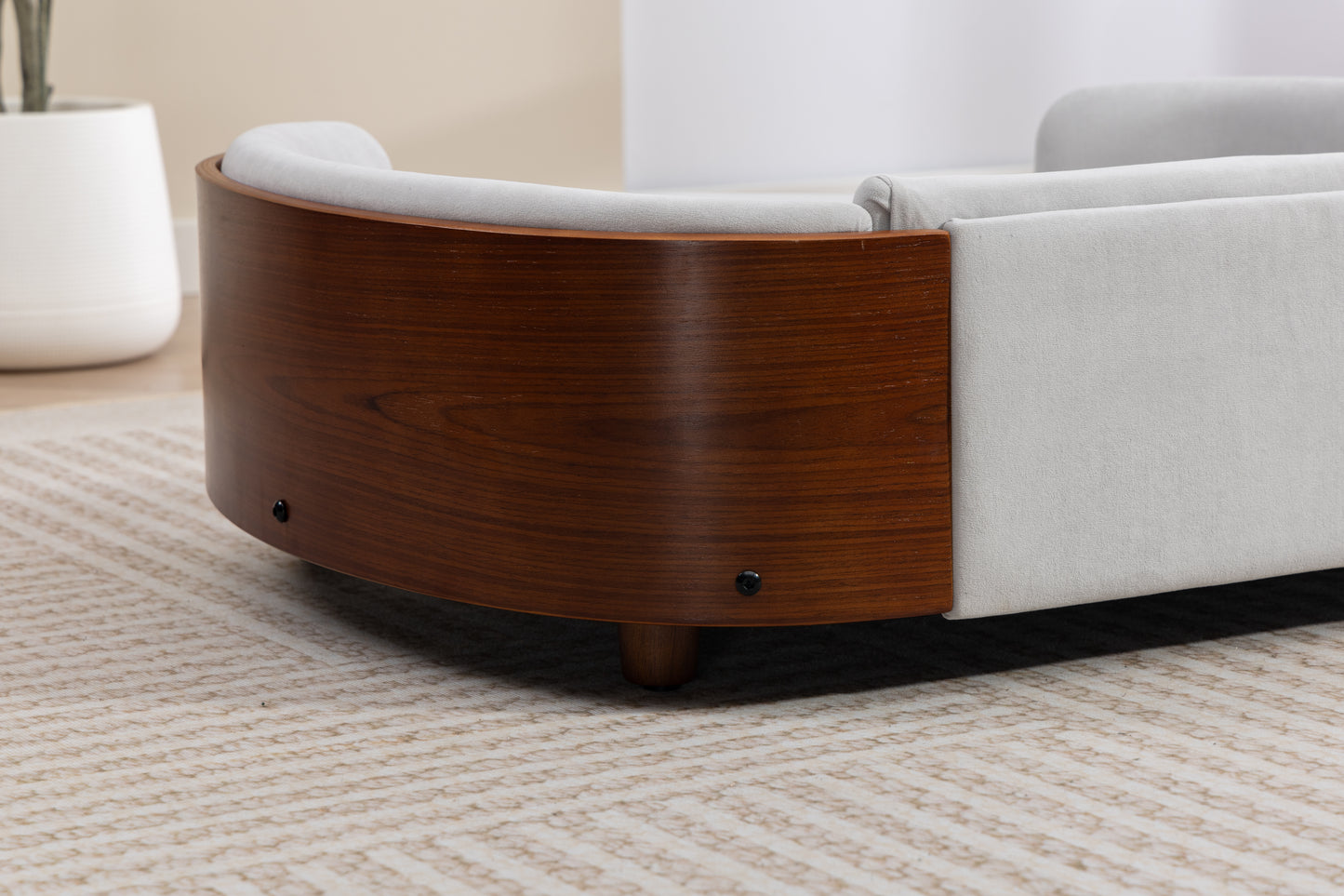 Large Elevated Dog Bed with Velvet Cushion and Solid Wood Legs - Scandinavian Style Pet Sofa