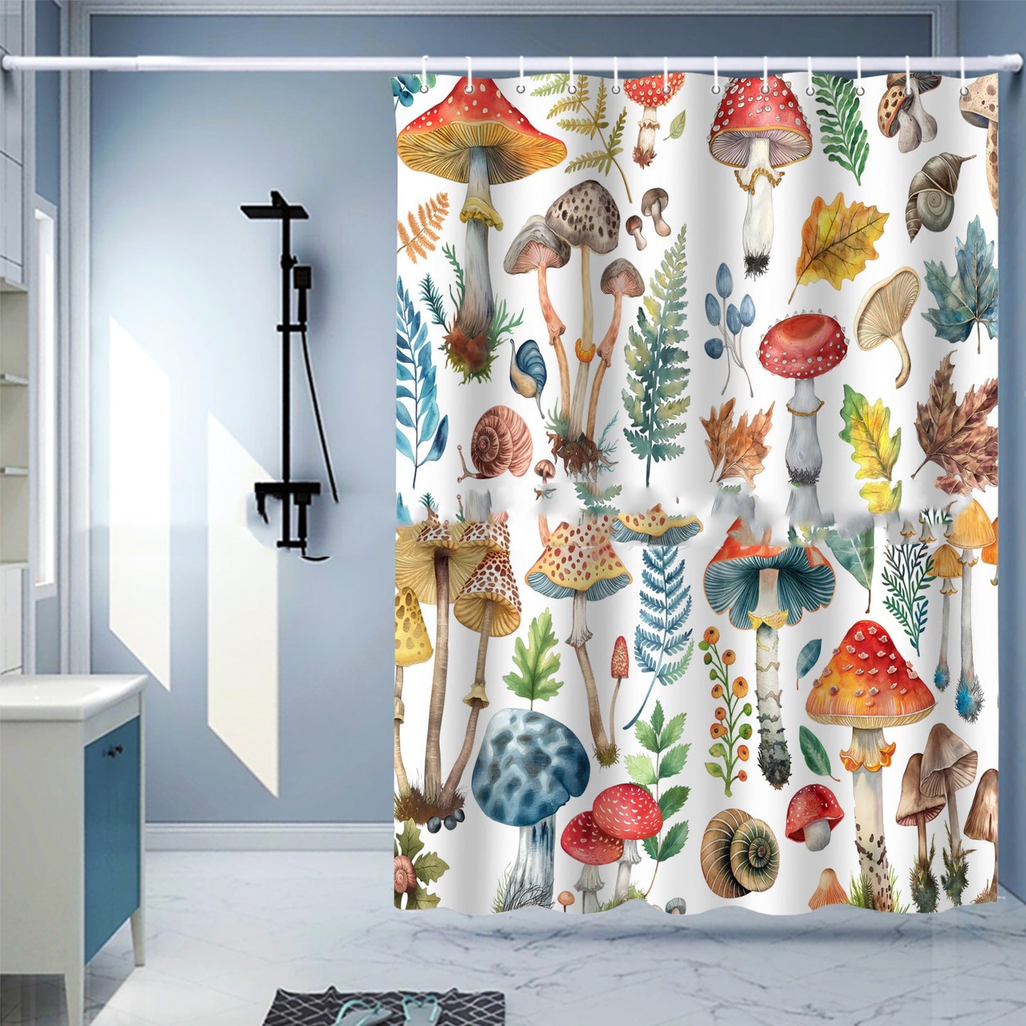 Waterproof Digital Printing Shower Curtain - Punch-Free European Style 183x214cm