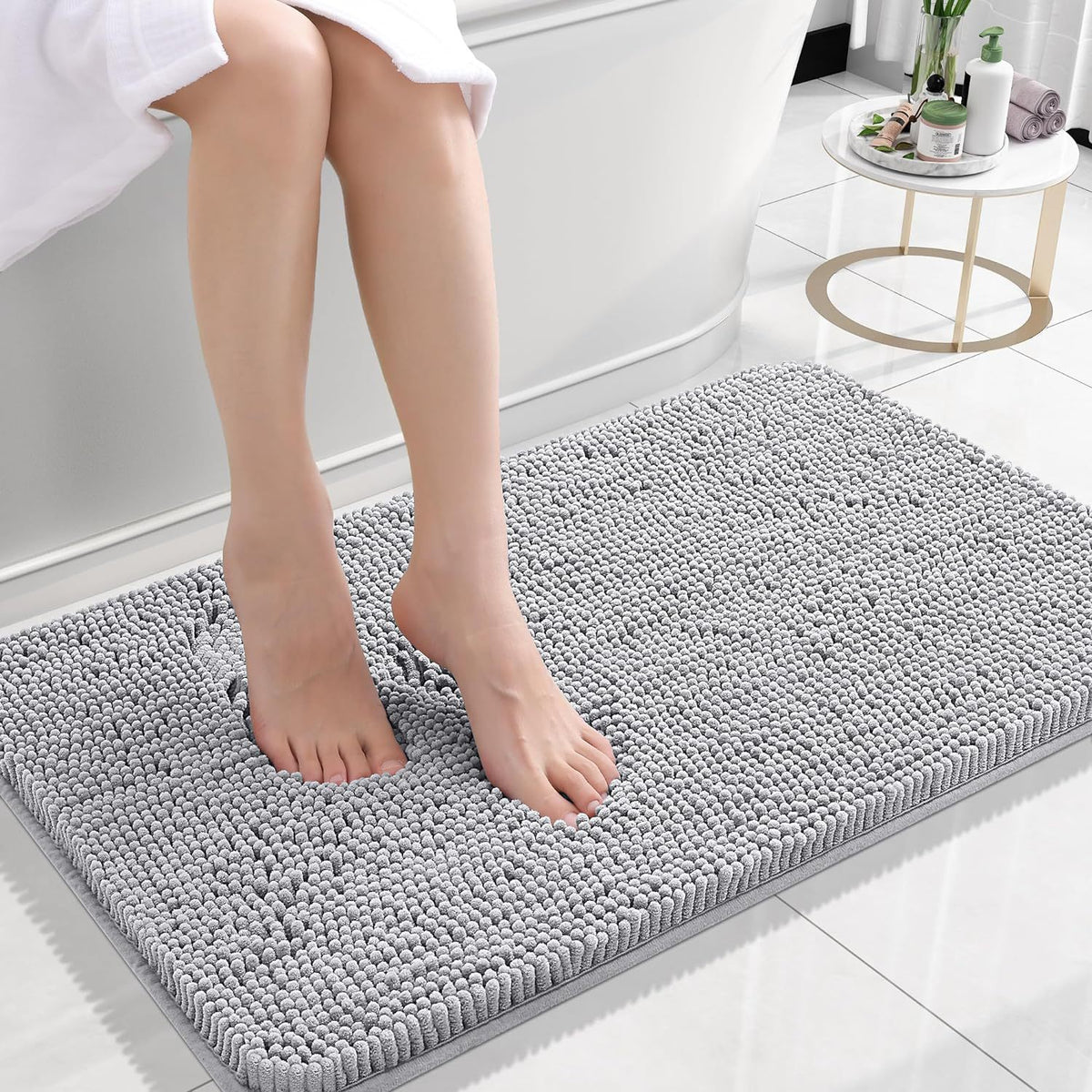 Long Wool Chenille Floor Mat Absorbent Non-Slip Bathroom and Bedroom Carpet