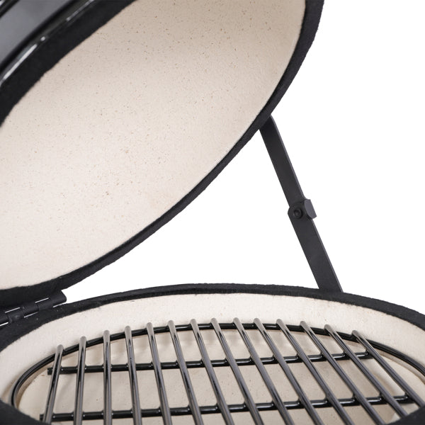 13in Round Charcoal Ceramic Grill Black for Outdoor Barbecue