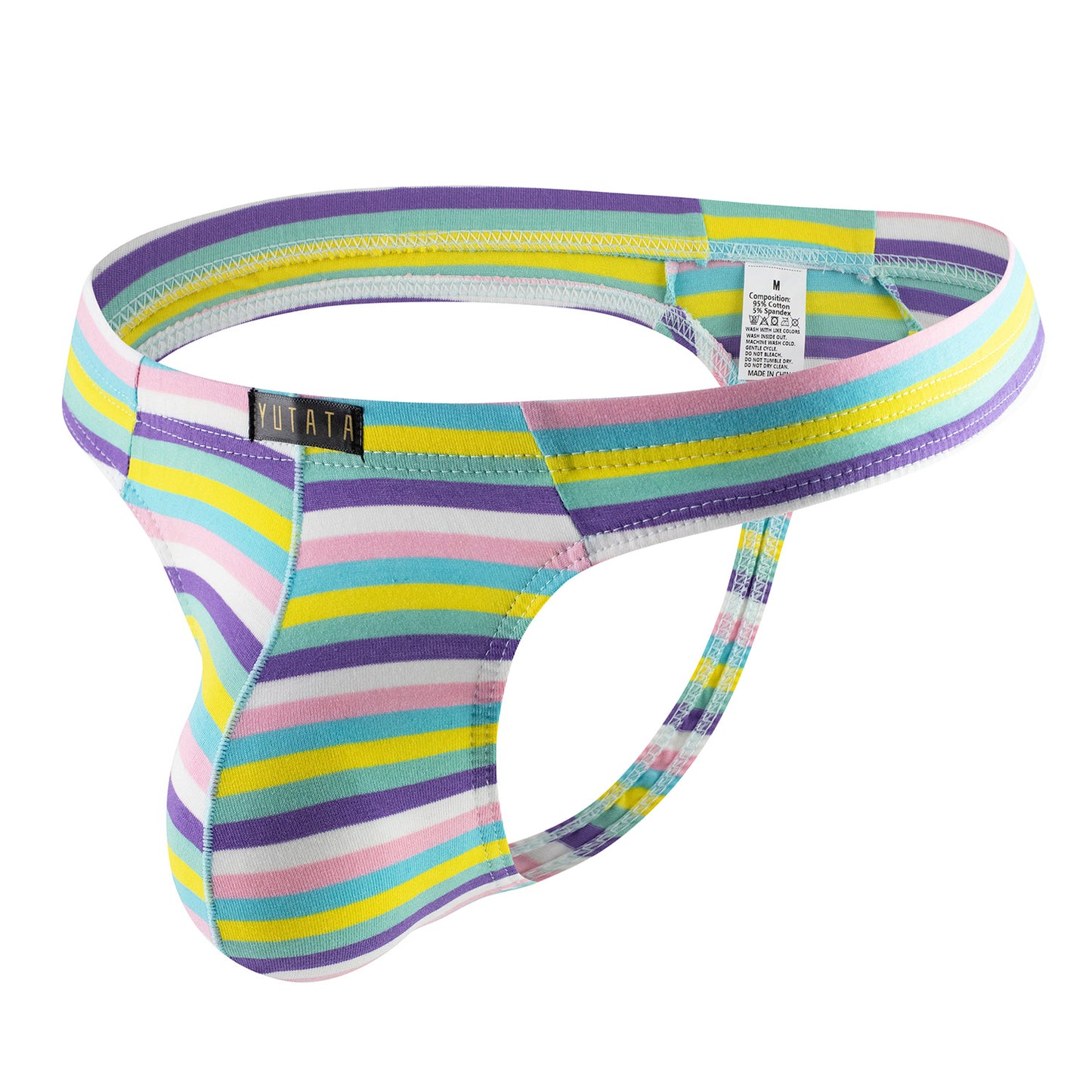Men's Cotton Striped Low Waist Underwear Bag with Multiple Colors