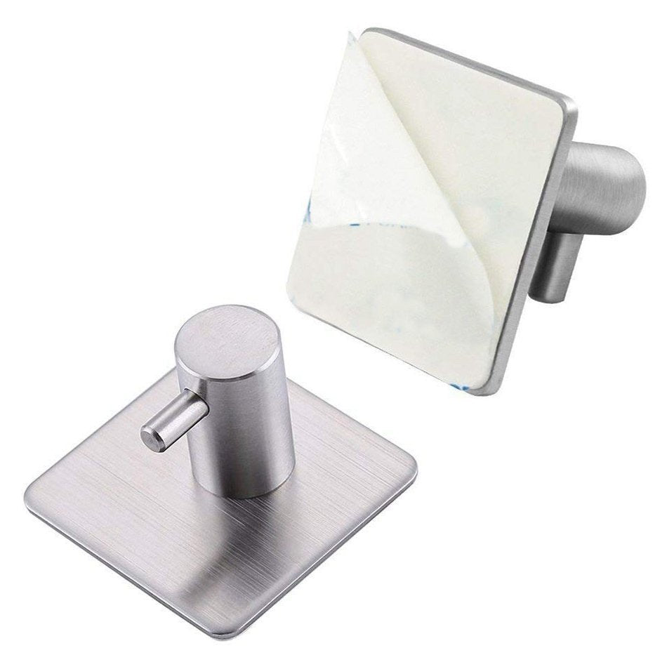 Self-Adhesive Stainless Steel Hook Pack of 5 for Bathroom Towel and Hat Storage