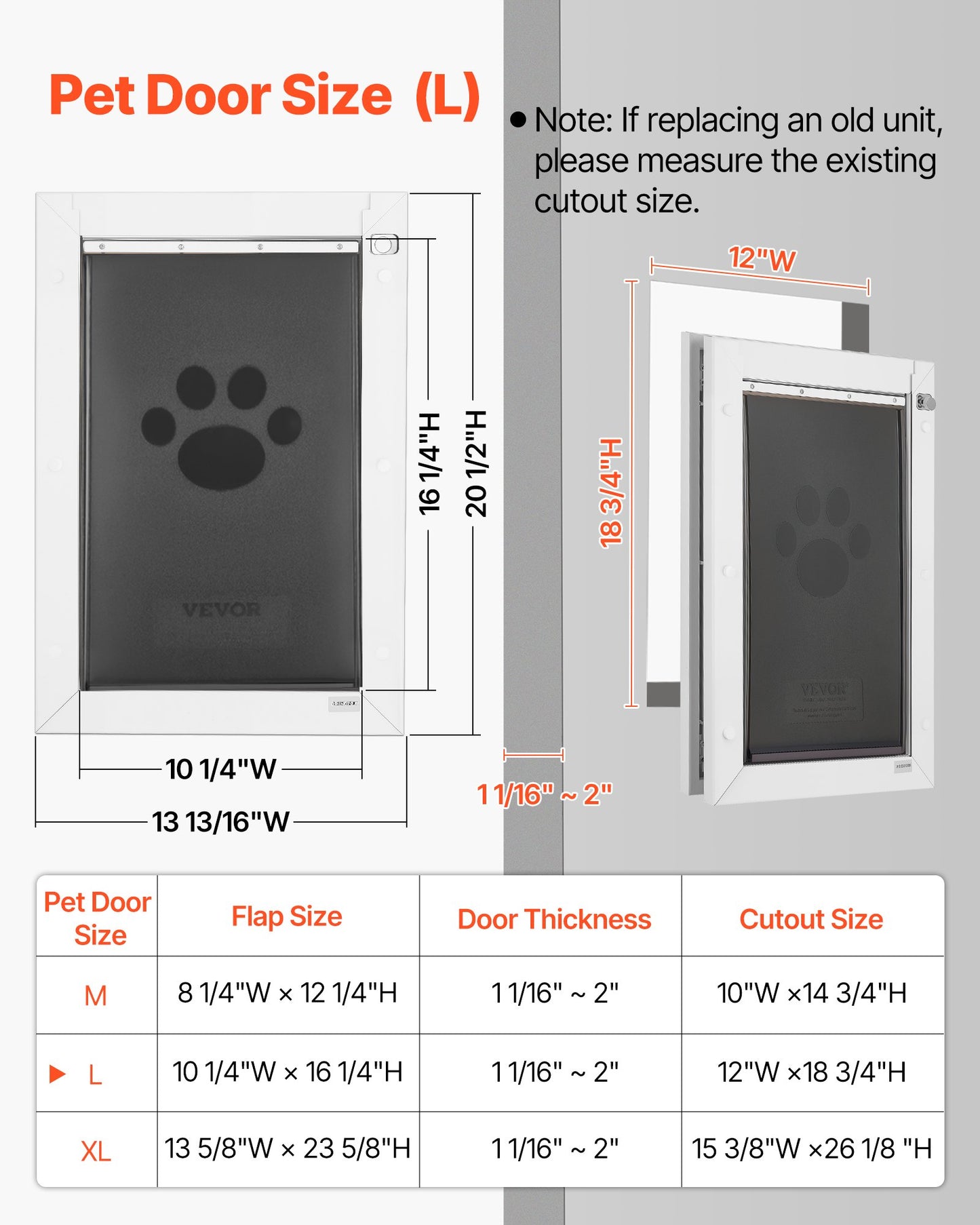 Large Weatherproof Dog Door with Magnetic Flaps & Metal Frame - Easy Install, Indoor & Outdoor Use, White