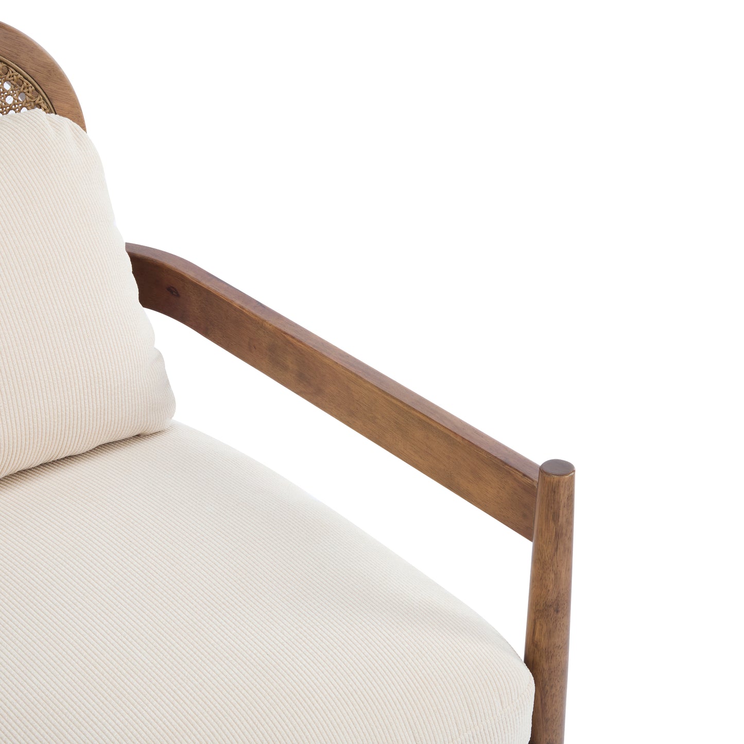 Mid-Century Modern Accent Chair Set - Light Brown & Beige Stripe