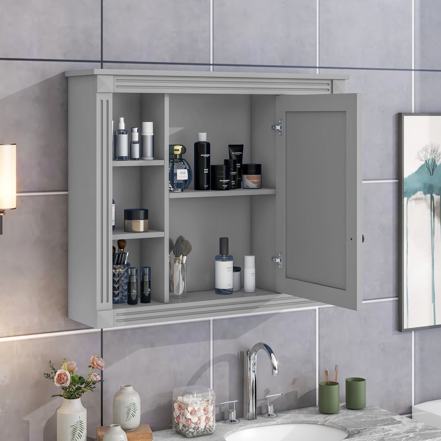 35 X 28 Wall Mounted Bathroom Storage Cabinet, Medicine Modern