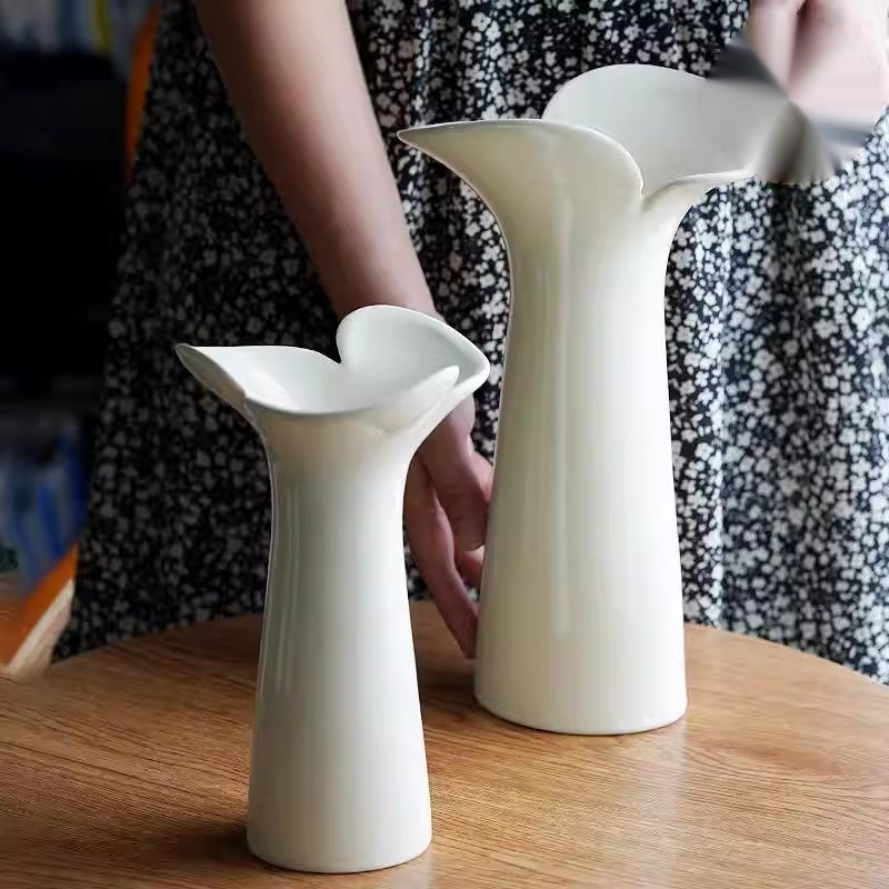 Nordic-Style Ceramic Flower Vase - Tabletop Home Decor, Large & Small Sizes