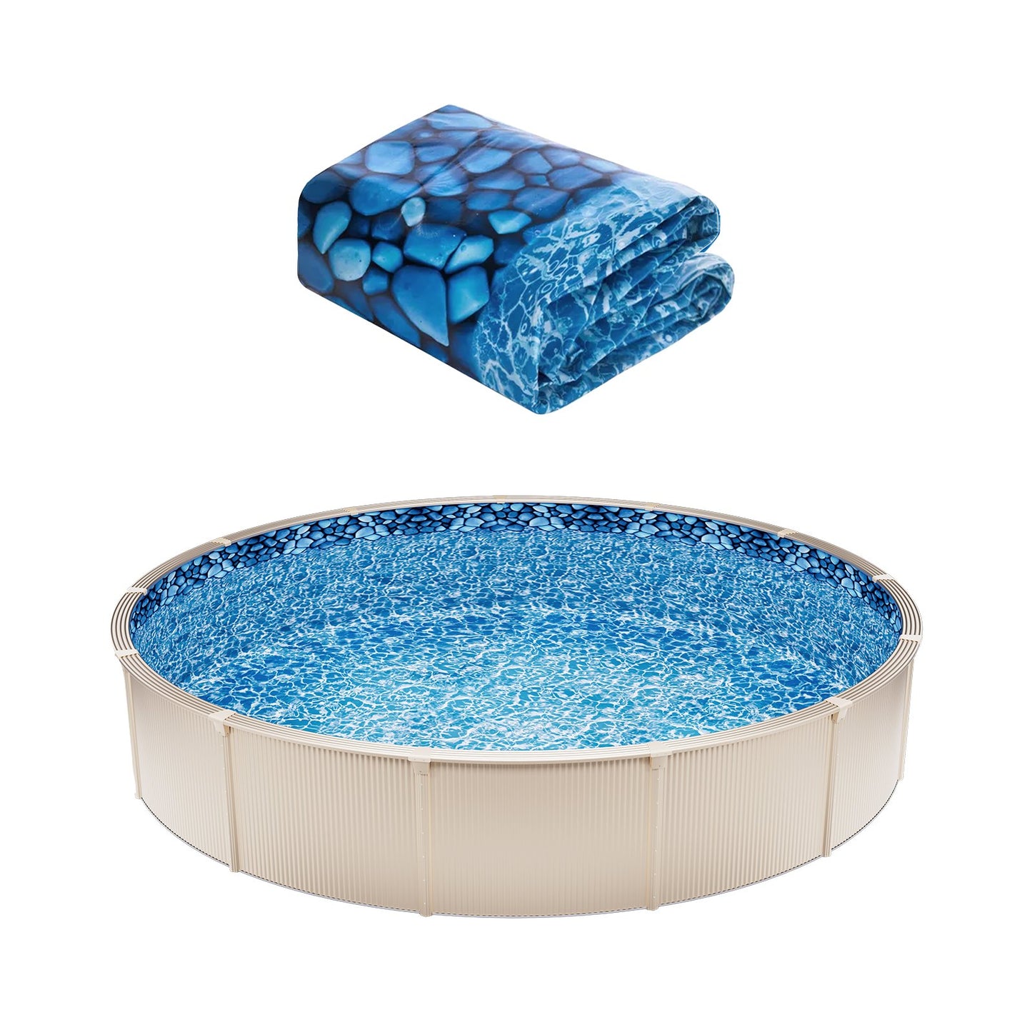 8ft Round Pool Liner with 54-inch Wall Height - Overlap Style, Blue