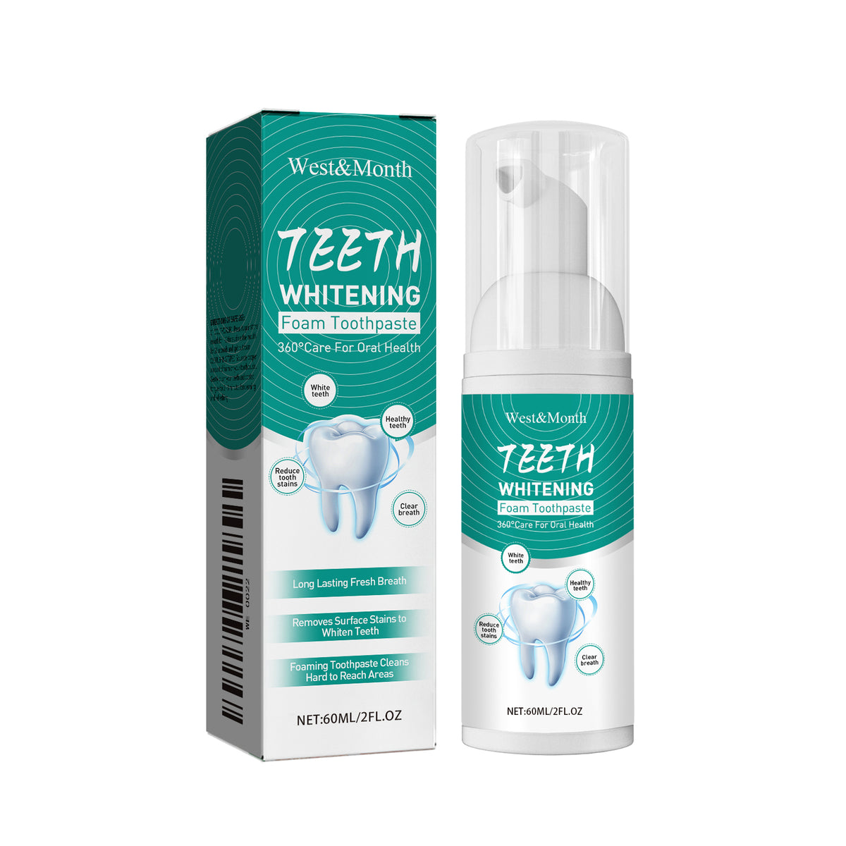 Whitening Toothpaste Foam 60ml - Mint Fresh Oral Care