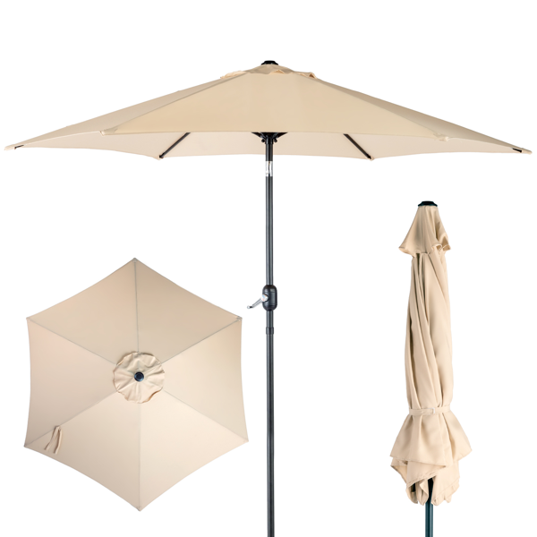 9ft Patio Umbrella with Crank & Tilt - Beige Market Umbrella