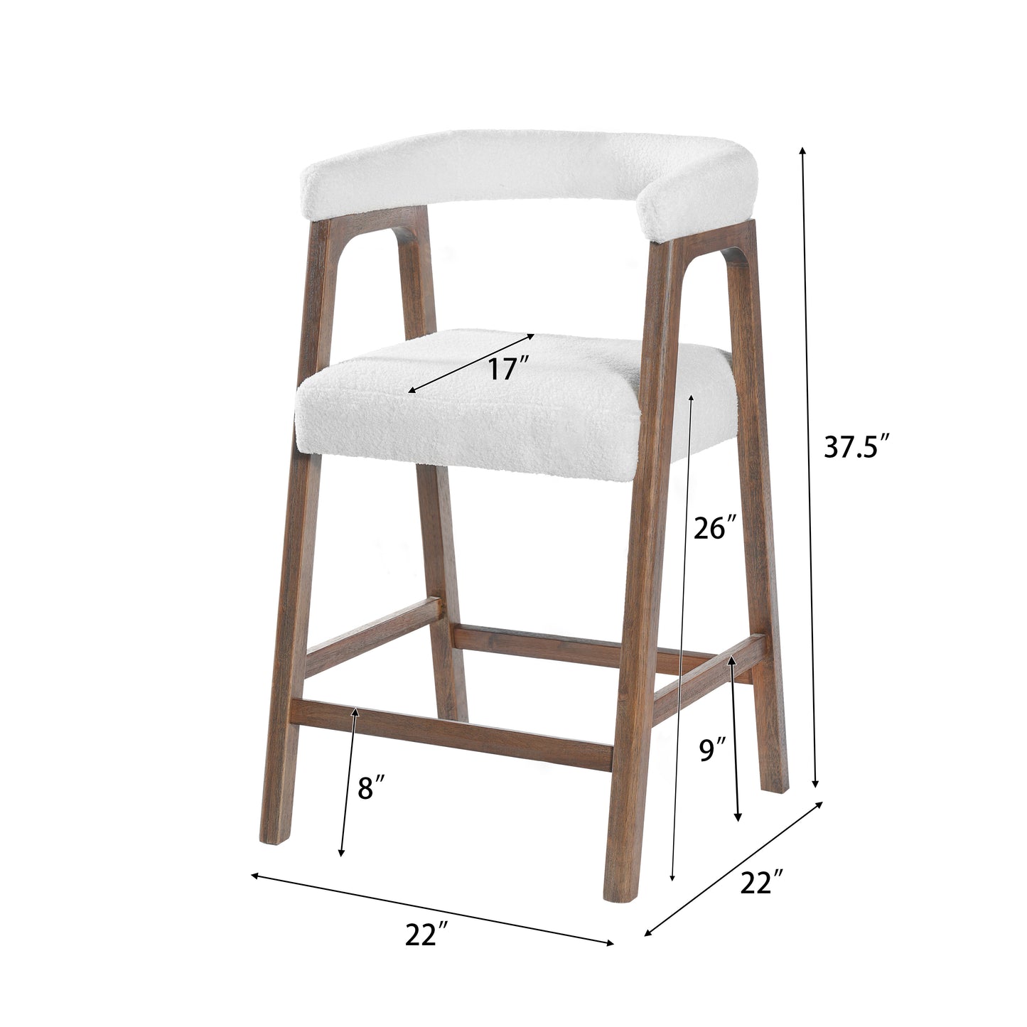 26 Seat Height Bar Stools With Back, Comfortable Counter For Kitchen