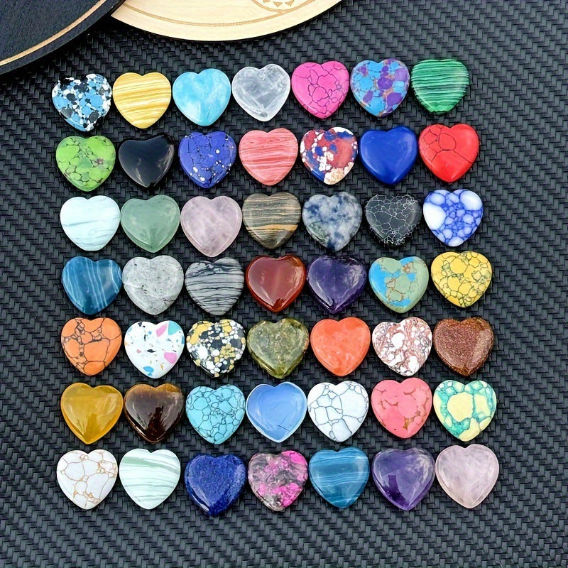 Crystal Heart Gem Ornaments Set - Small Decorative Love Crystals for Home & Garden