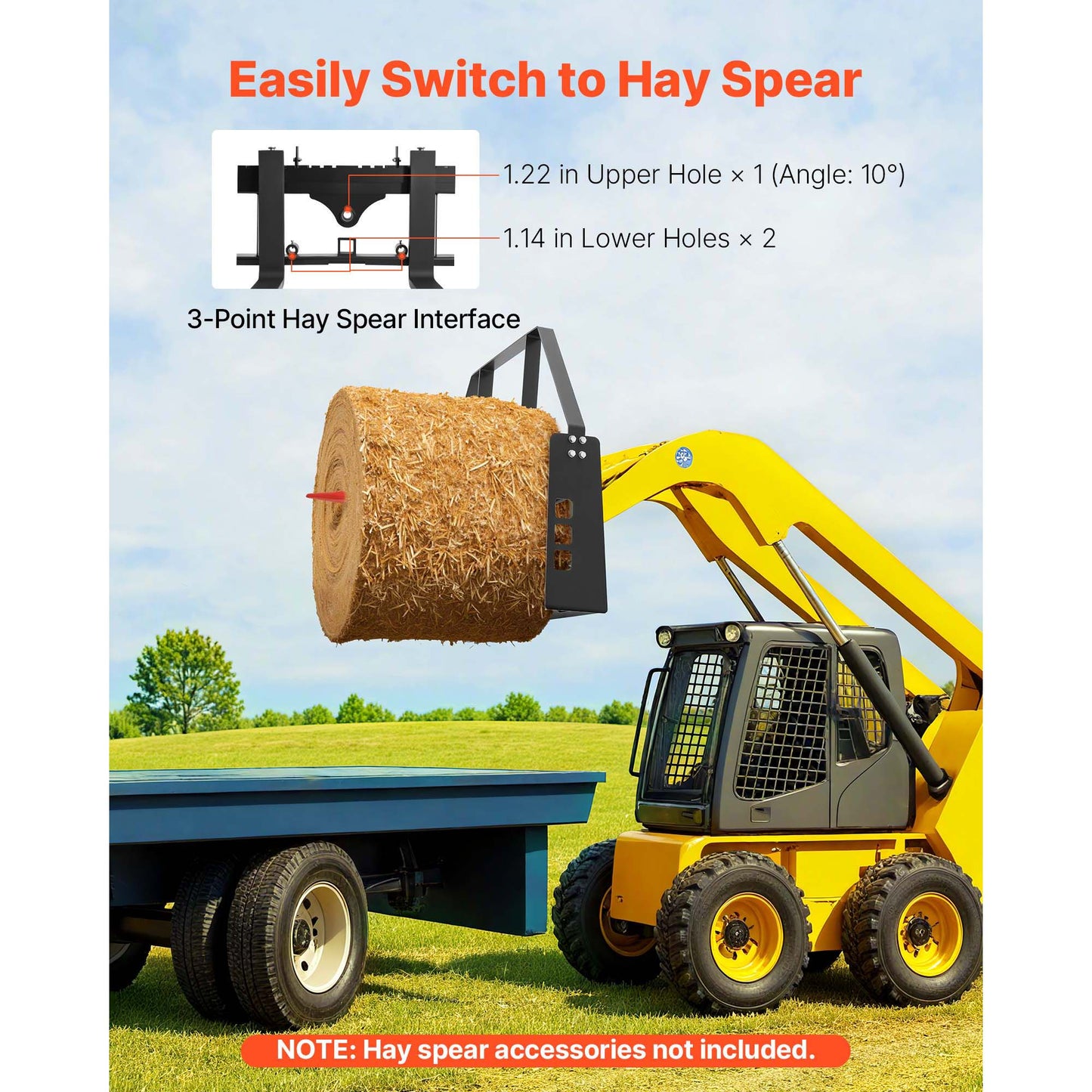 Pallet Fork Frame Attachment with 48-Inch Skid Steer Pallet Forks 4000 Lb Capacity