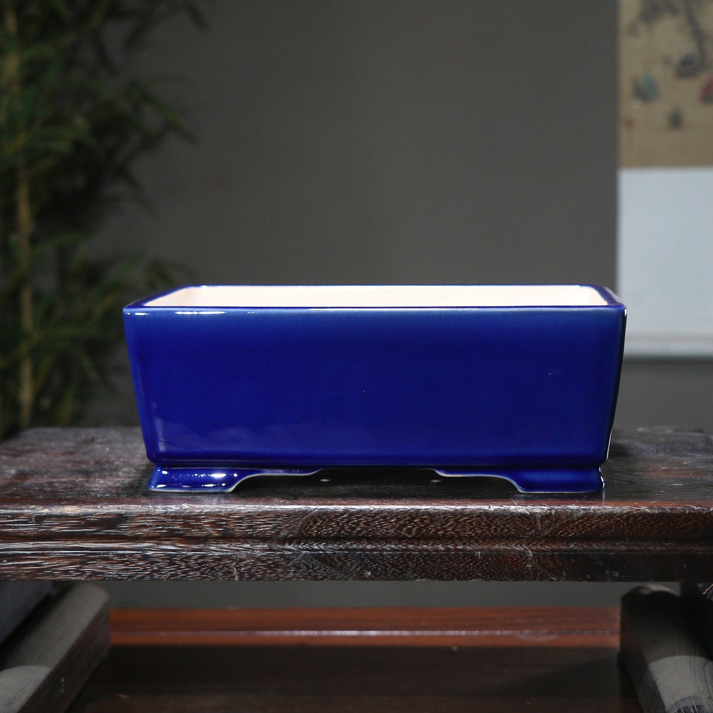 Ceramic Rectangular Flower Pot with Glazed Finish - Zen Style Garden Planter