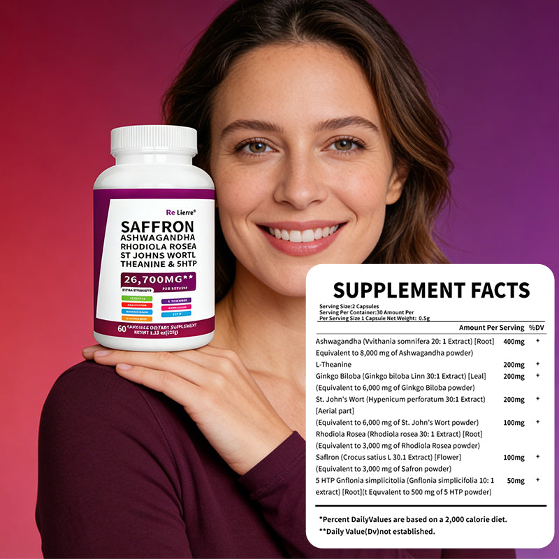 Saffron & Ashwagandha Herbal Supplement - 60 Capsules Extra Strength