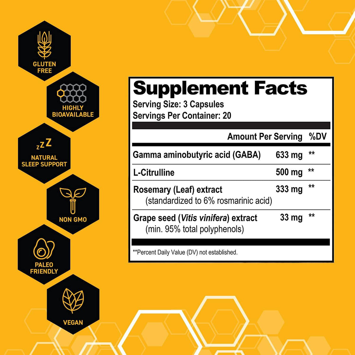 GABA Supplement 60 Vegetarian Capsules