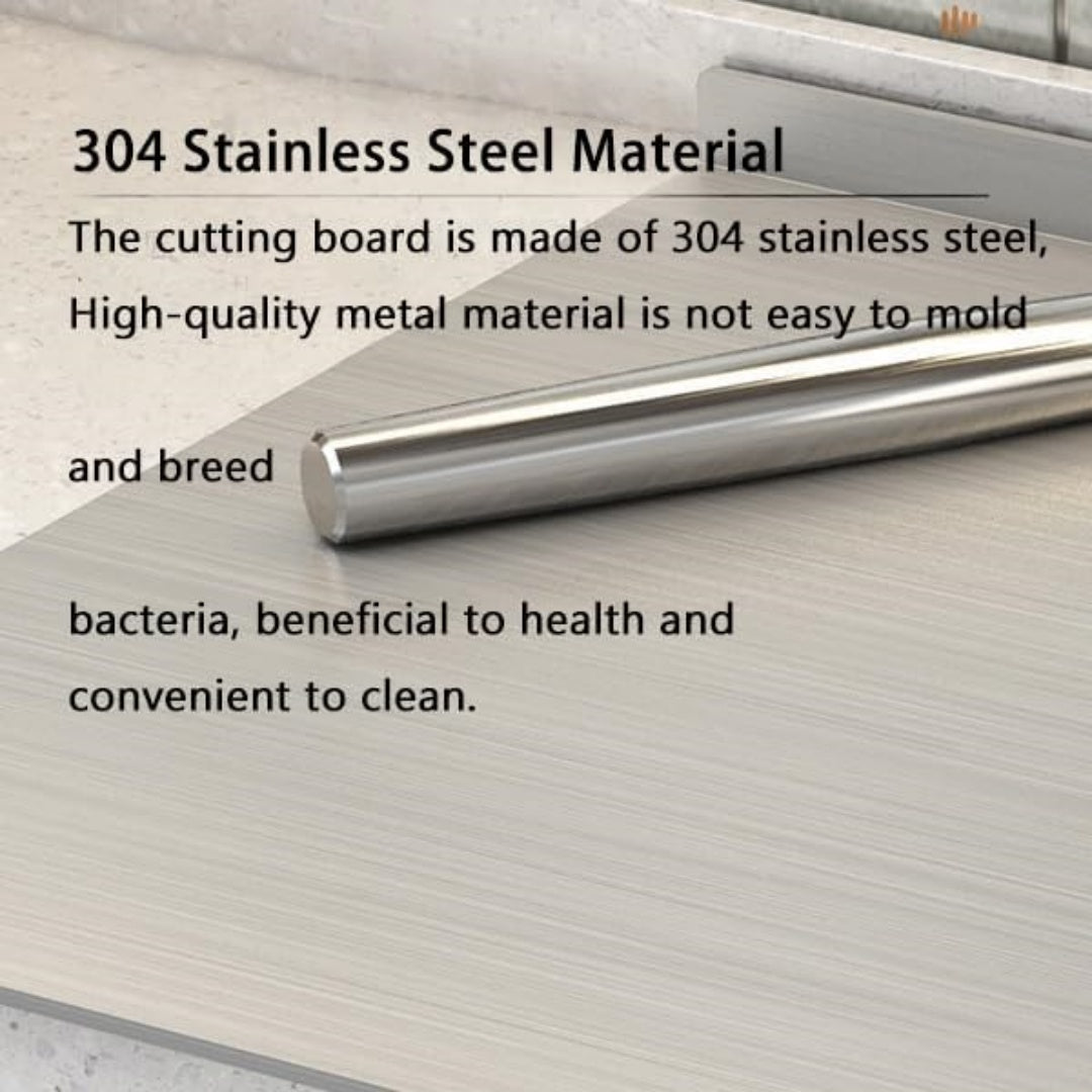304 Stainless Steel Double-Edge Cutting Board - Non-Slip, Easy to Clean