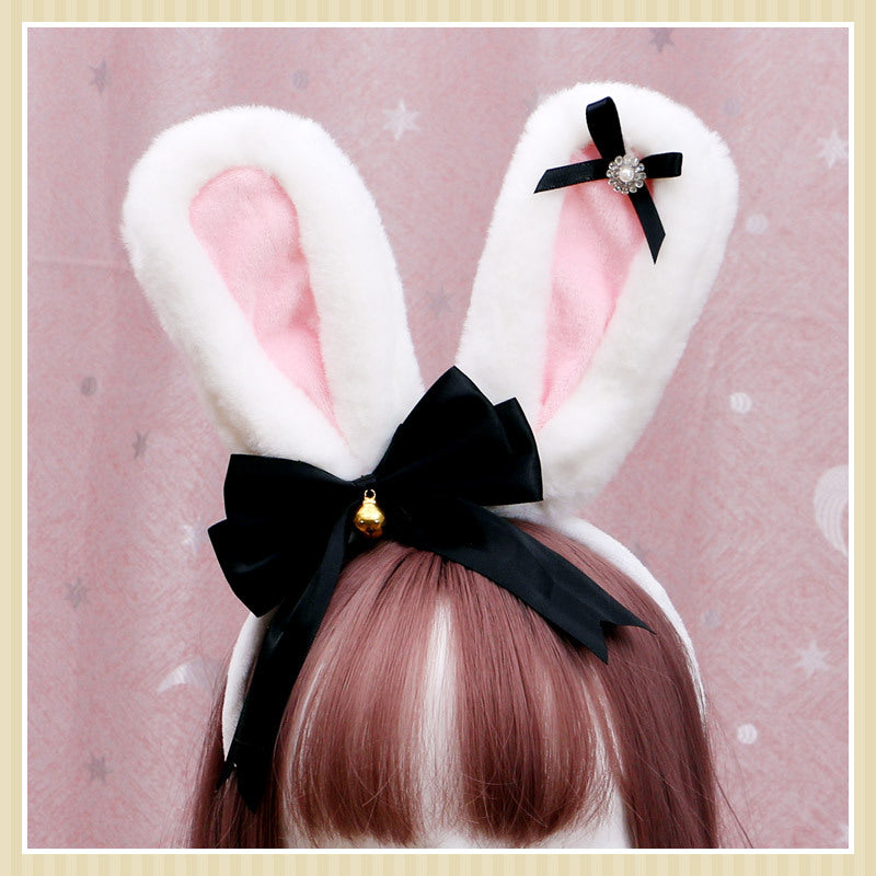 Animal Ears Headband with Bowknot Plush Rabbit Design for Cosplay & Fashion