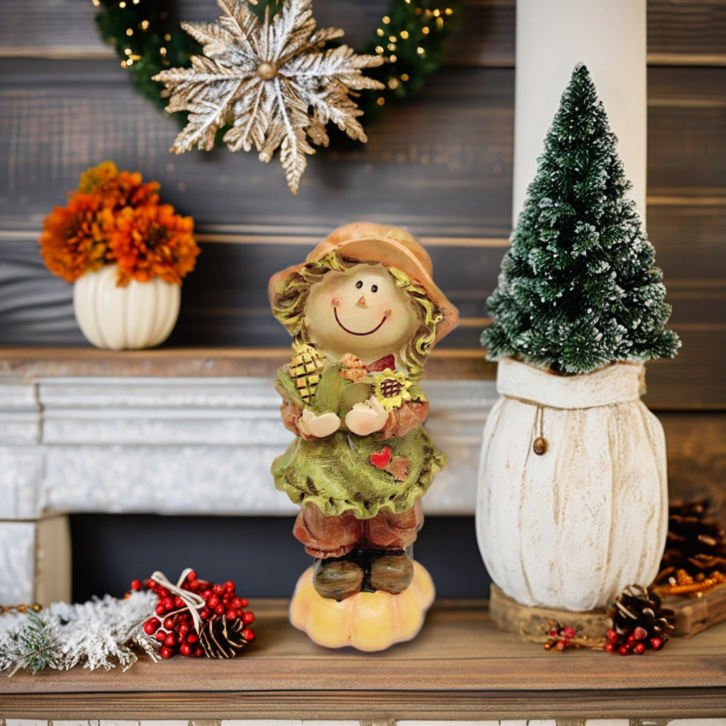 Fall Harvest Thanksgiving Pumpkin Decor Doll Ornaments - Resin Crafts