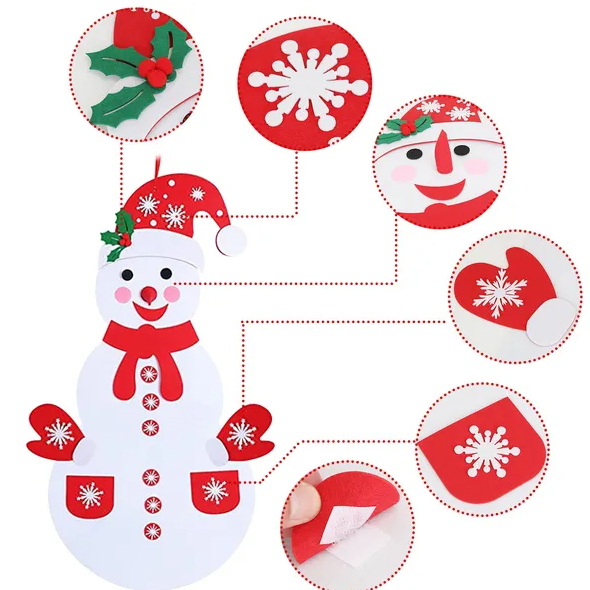 DIY Felt Christmas Snowman Hanging Decoration Set - 54 Pcs