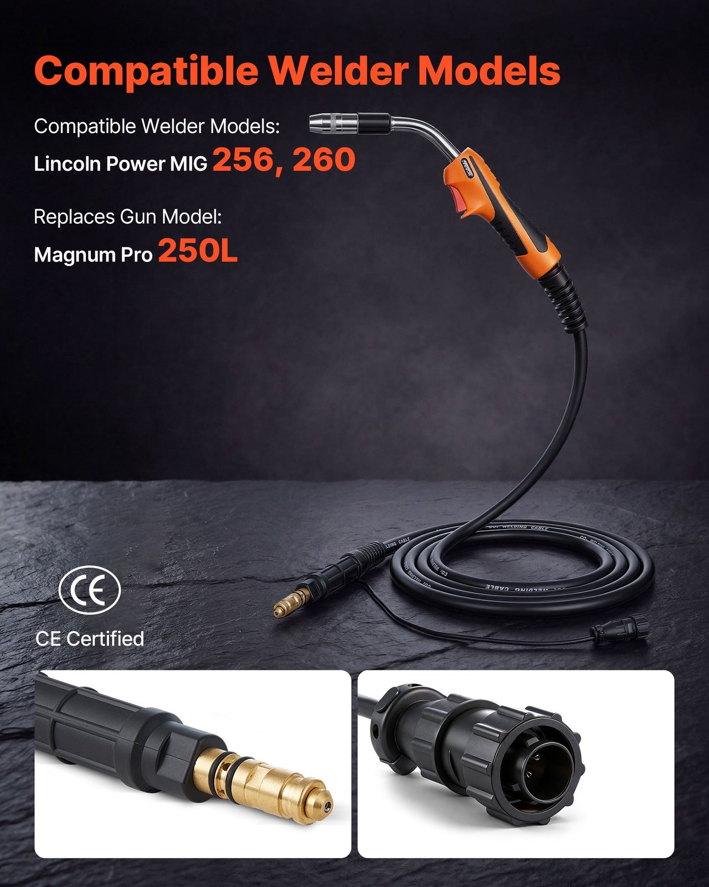 250A MIG Welding Gun with 15FT Cable Replacement for Lincoln Magnum Pro 250L