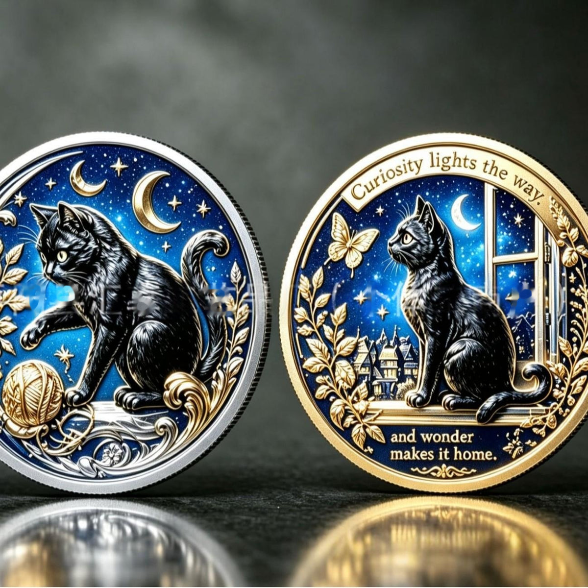Black Cat Lunar Phase Collectible Coin - Silver & Gold Variants