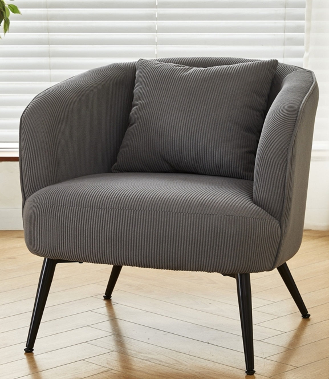 Velvet Accent Chair With Pillow, Modern Upholstered Armchair Metal
