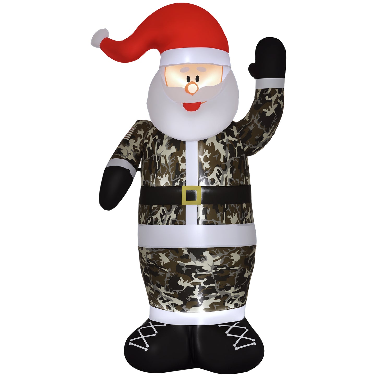 8-Foot Inflatable Camo Santa Claus Decoration with LED Lights