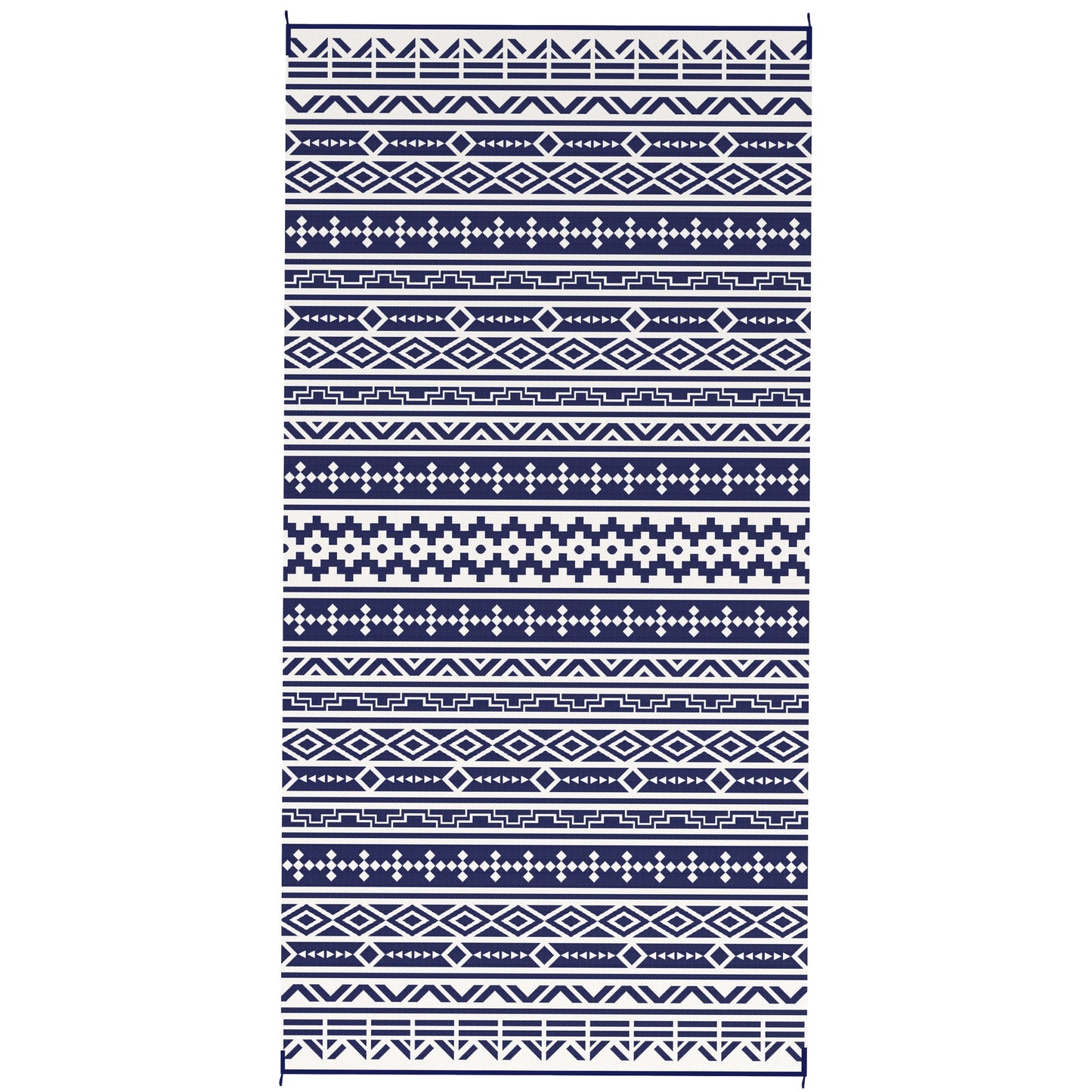 Reversible Waterproof Outdoor Rug - Blue & White Geometric 9x18