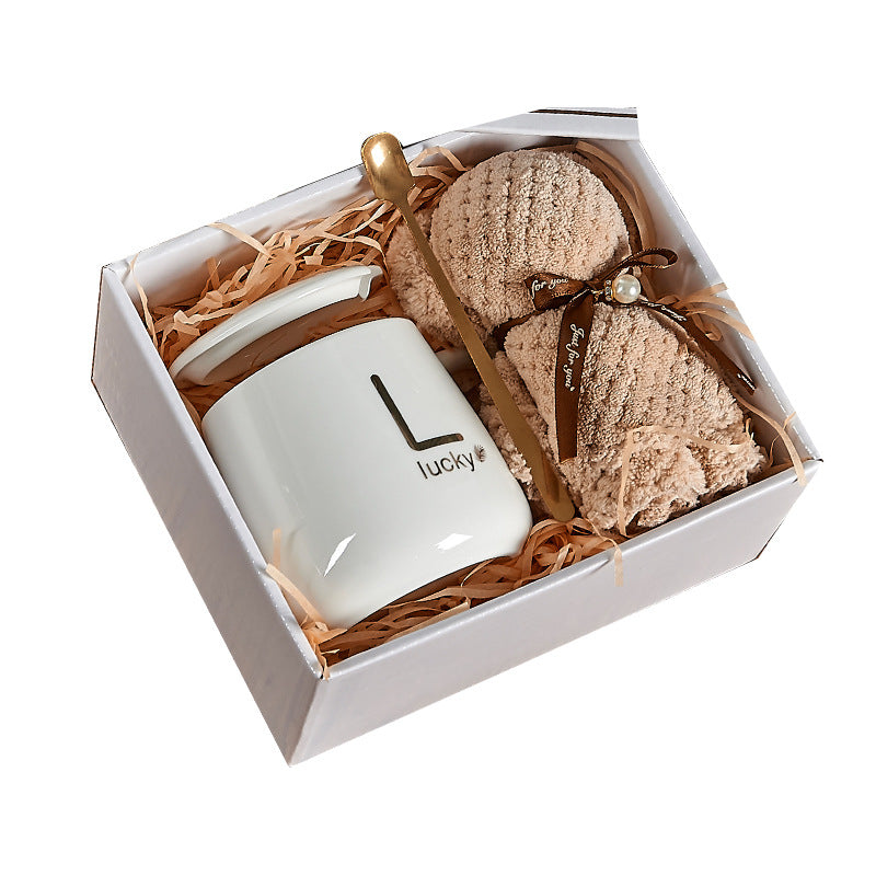 Cute Customized Ceramic Mug Set with Lid - Multiple Colors & Capacity