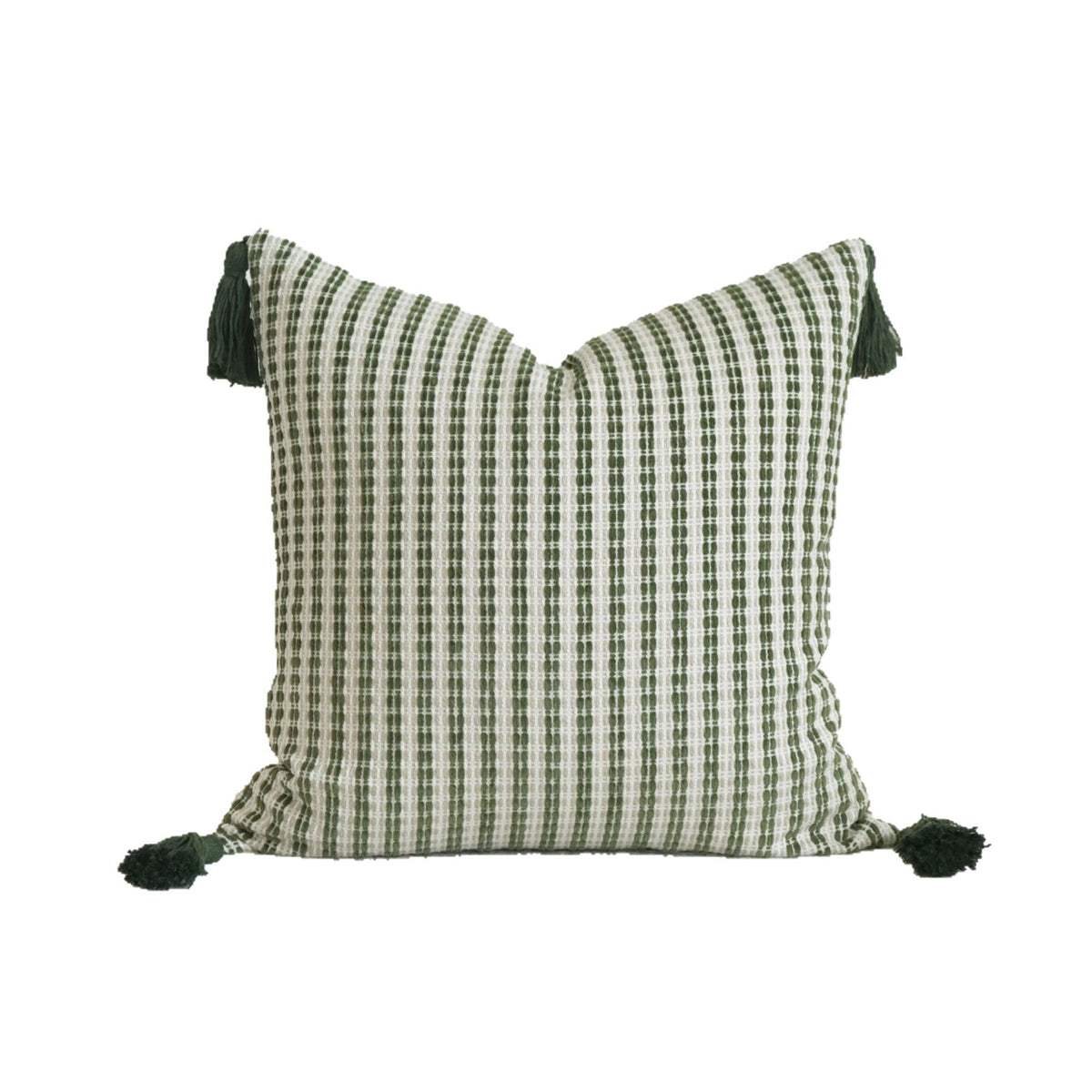 Green Cotton & Linen Tassel Pillowcase Set for Hotel & Home Decor