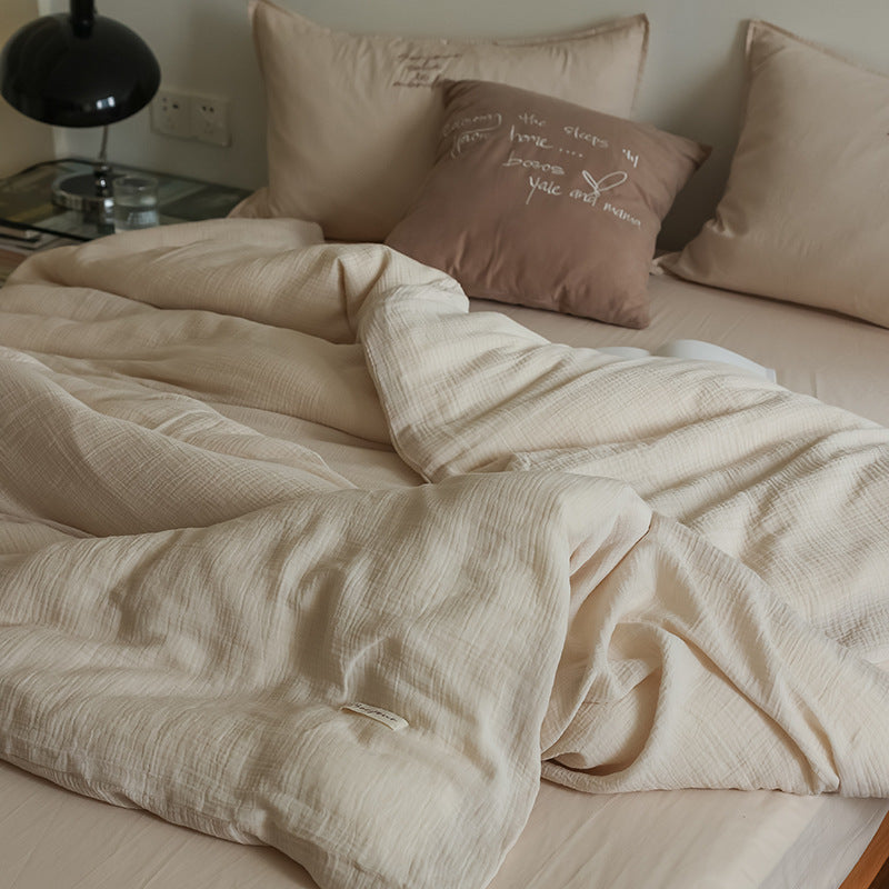 Four-Piece Double-Layer Yarn Summer Duvet Cover Bedding Set