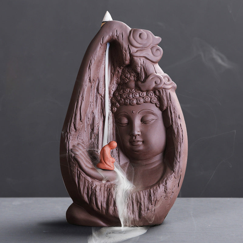 Indoor Zen Aromatherapy Burner with Purple Sand and Flowing Water Design