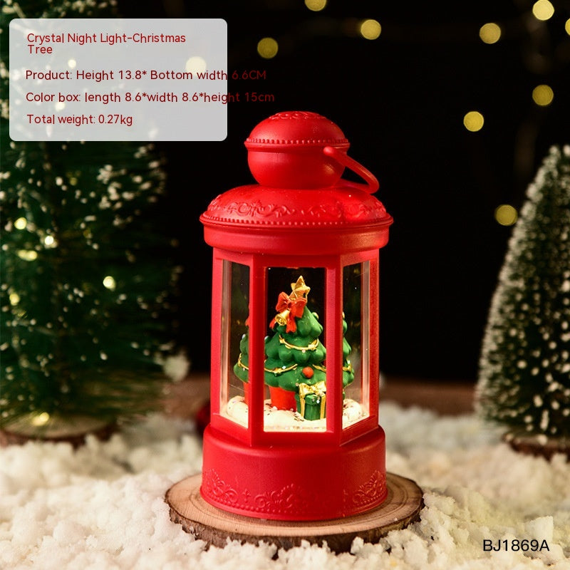 Christmas Night Light Lantern with Santa Claus and Festive Designs