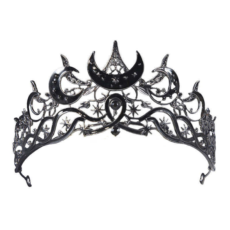 Crescent Moon Bridal Crown - Rhinestone Wedding Headpiece
