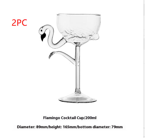 Creative Flamingo Cocktail Glass Set - Pink & Transparent Martini Stemware