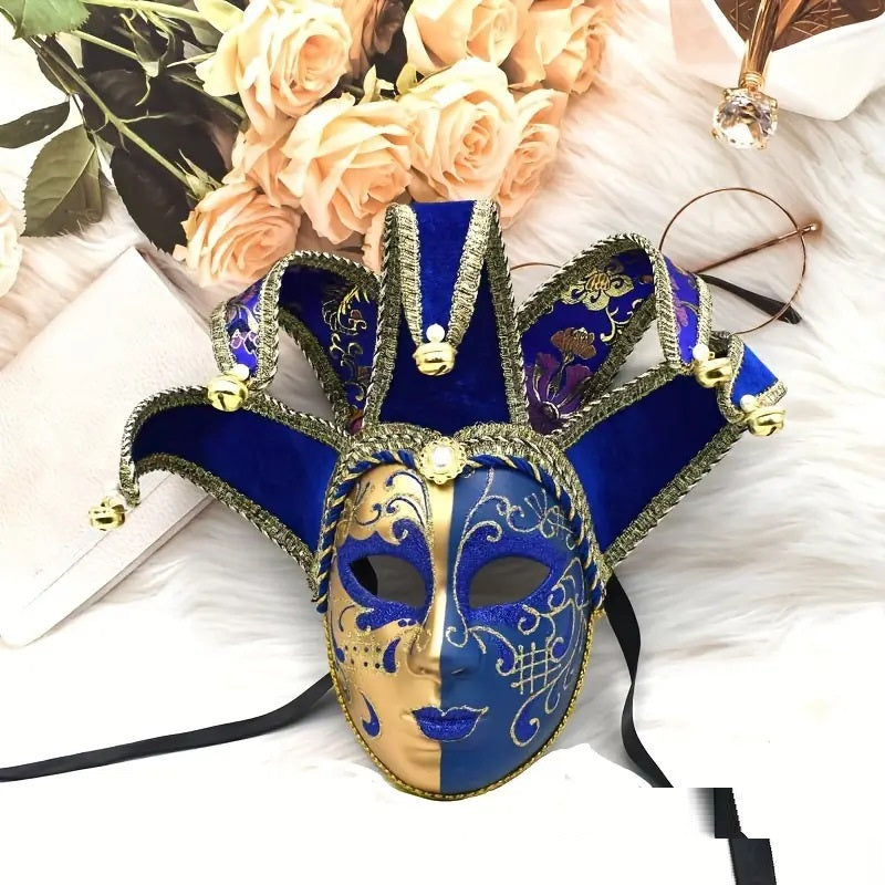Halloween Painted Yin and Yang Mask - Venetian Party Mask for Festive Events